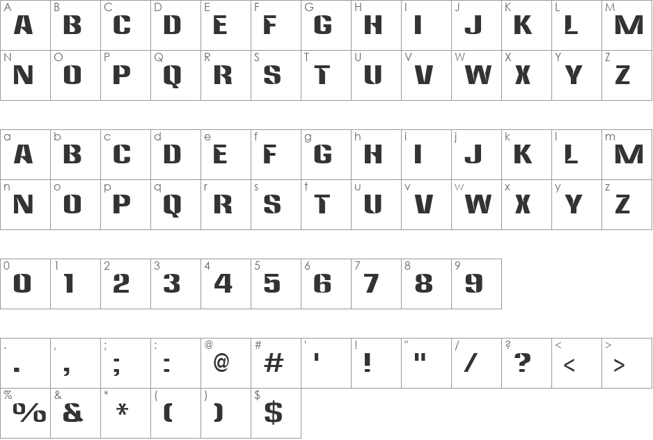 Logical Stand font character map preview