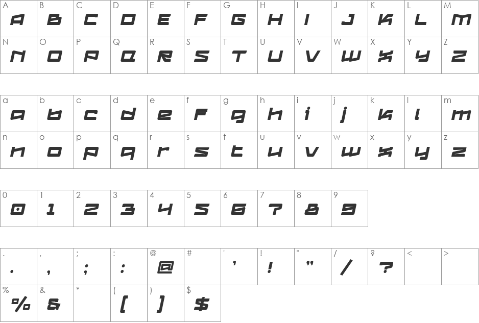 Logofontik 4F font character map preview