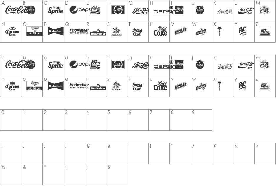 logos and logos tfb font character map preview