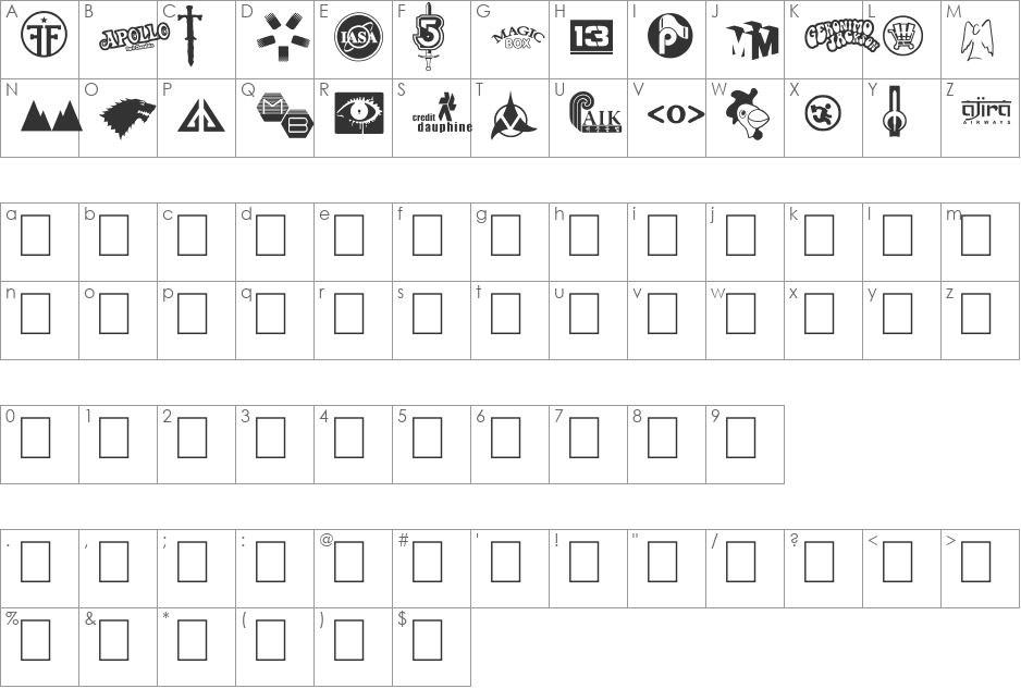 Logos I love font character map preview