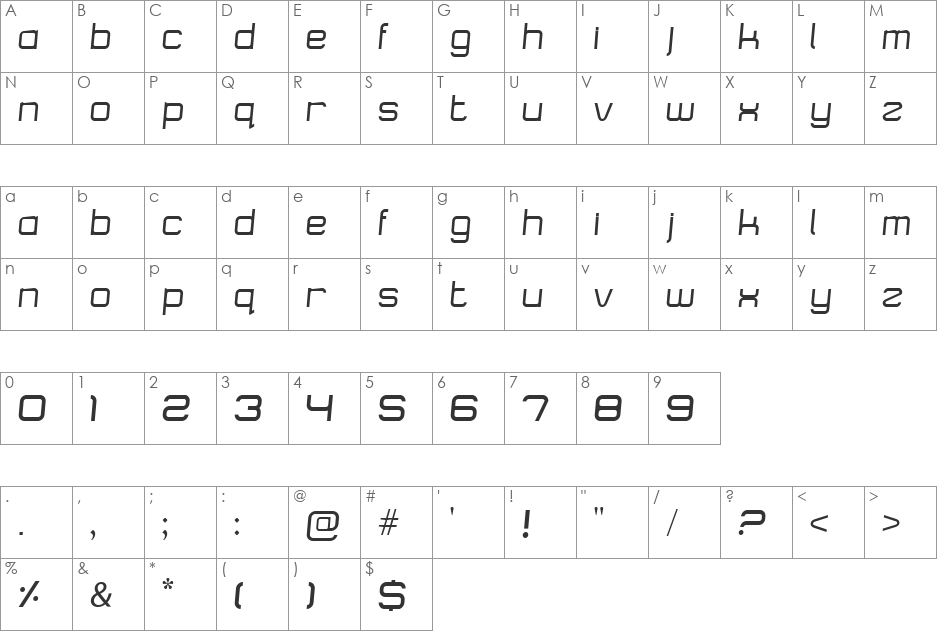 Logostile font character map preview
