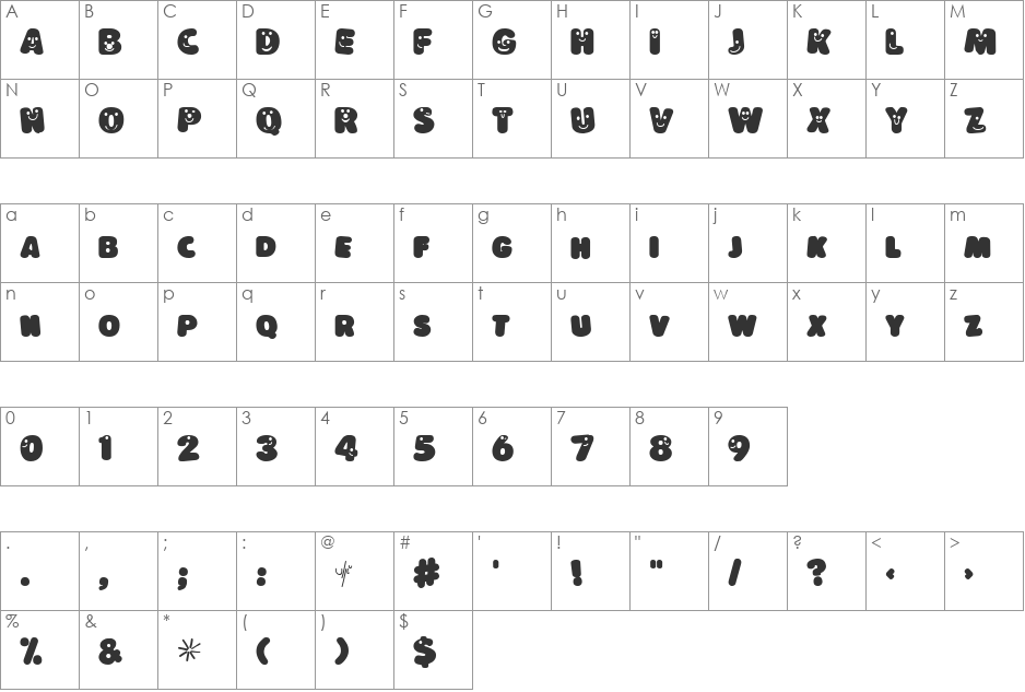 LoKinderSchrift font character map preview