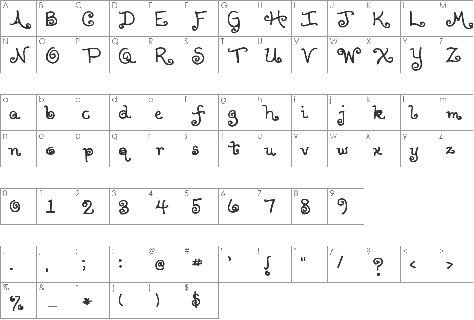 Lollipop font character map preview