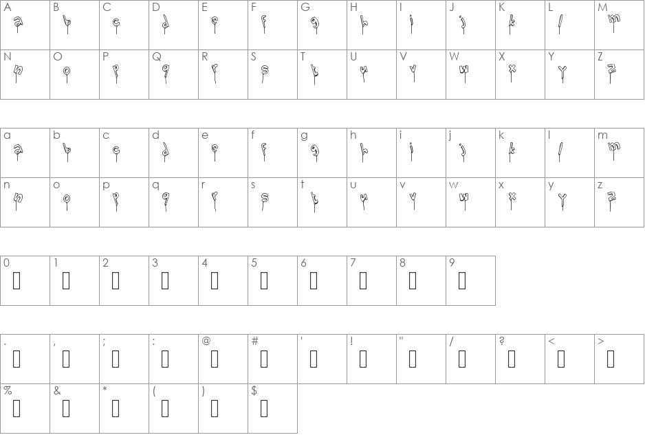 Lollipop  font character map preview