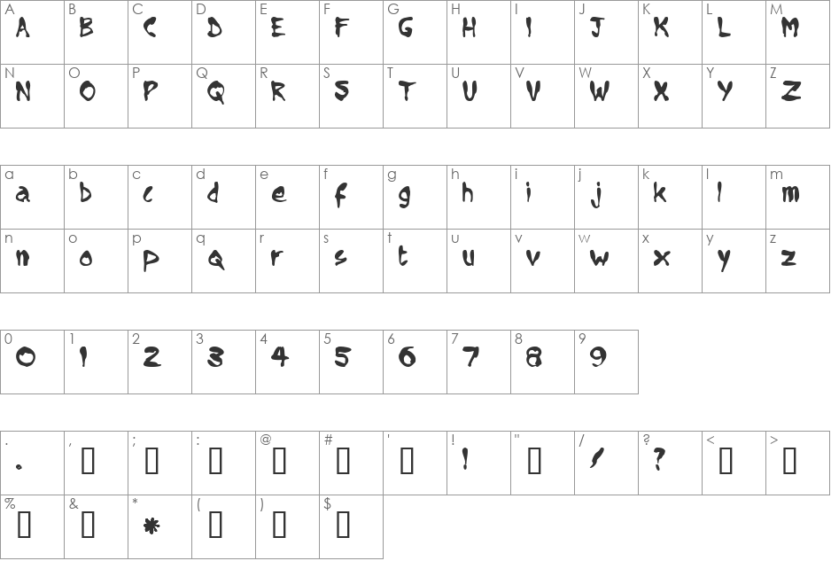 Lolly font character map preview