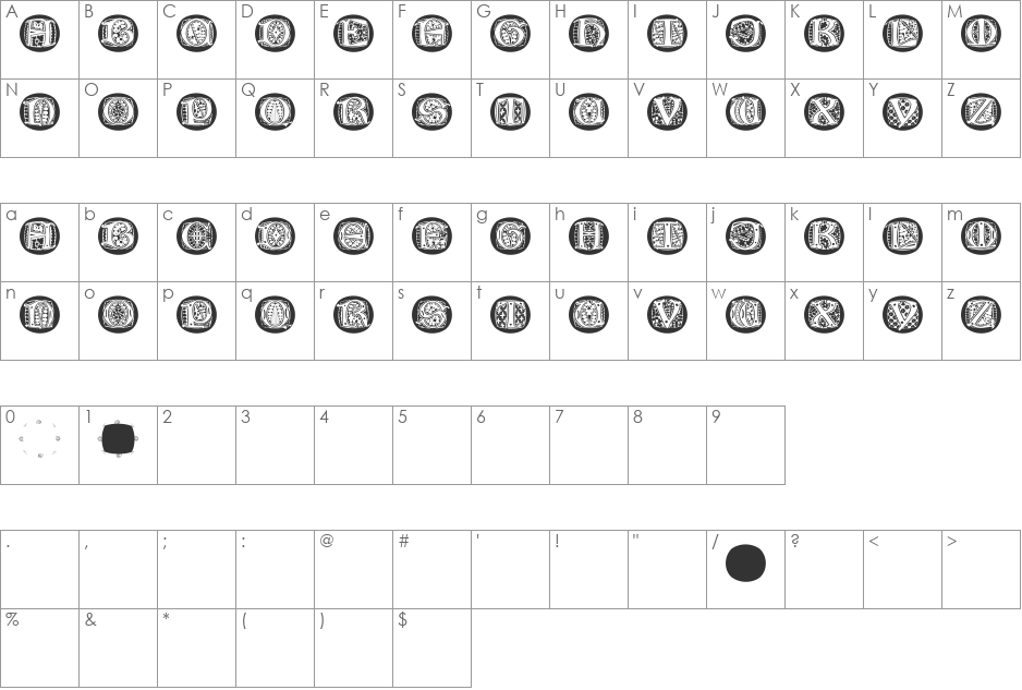 LombardiCaps font character map preview