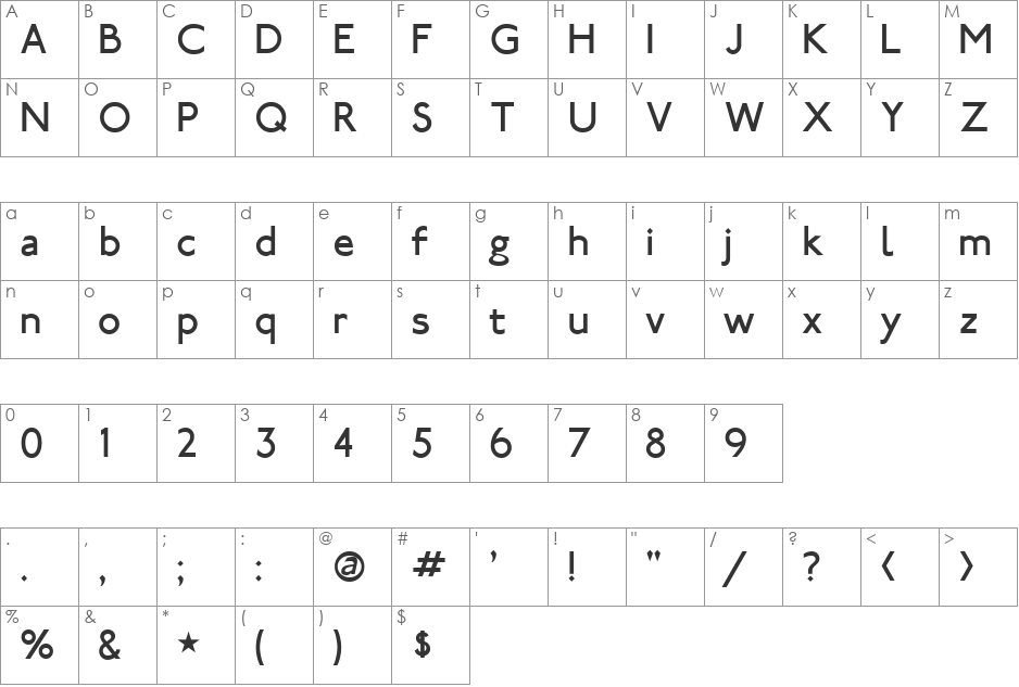 London Tube font character map preview