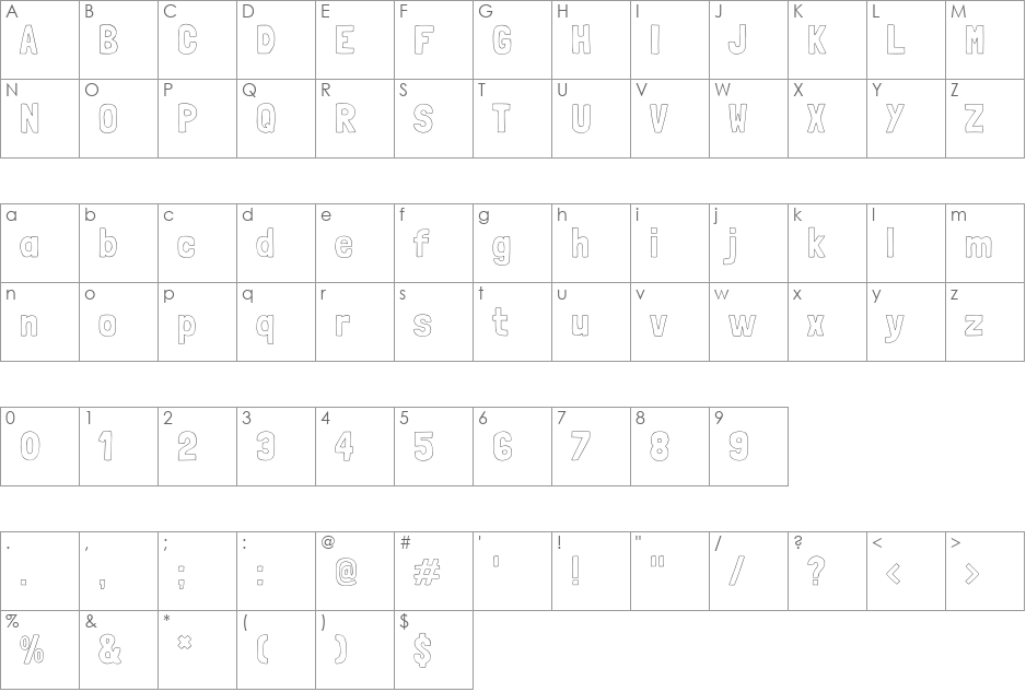Londrina Outline font character map preview