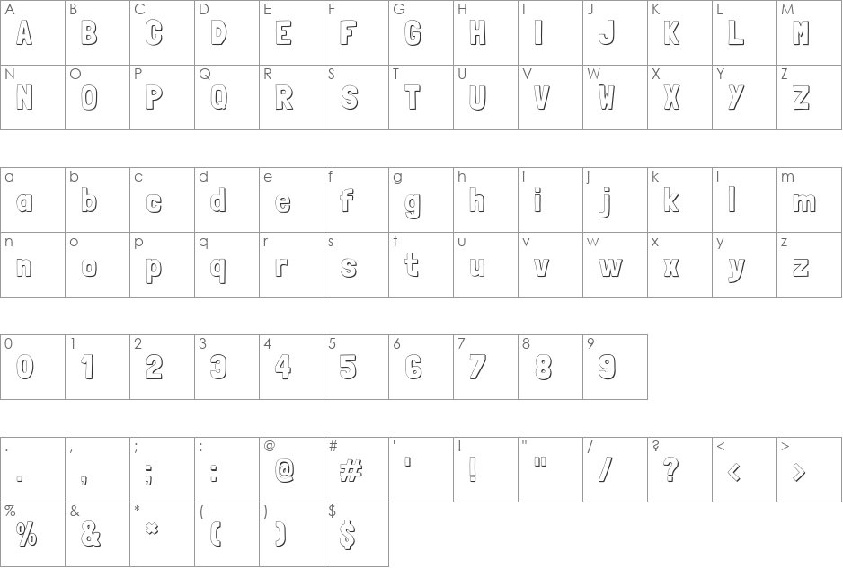 Londrina Shadow font character map preview