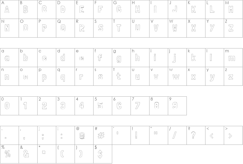 Londrina Solid font character map preview