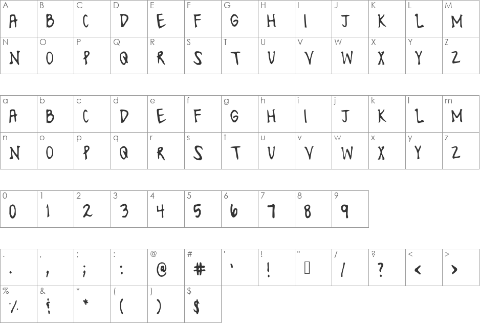 LonesomeFont font character map preview