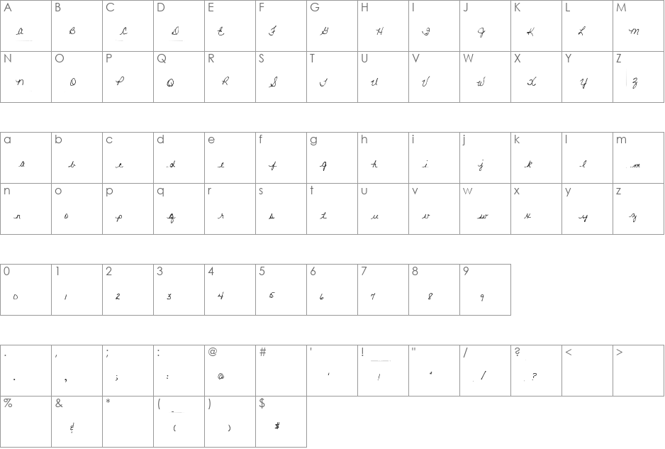LonewolfScript font character map preview