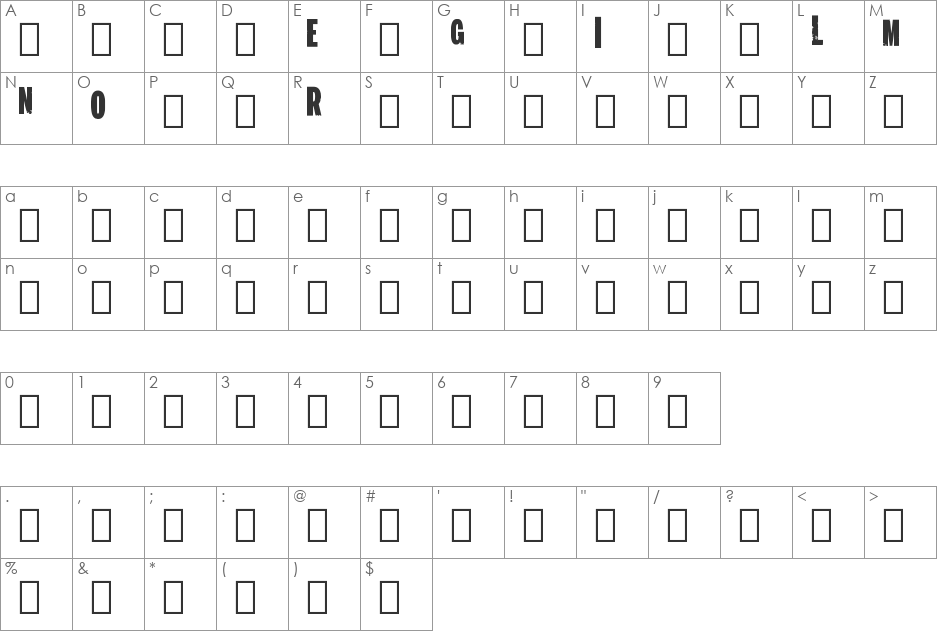 Longmire Logo font character map preview