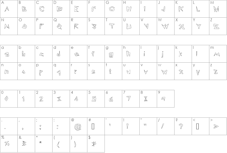 Lookin' Like Diamonds font character map preview