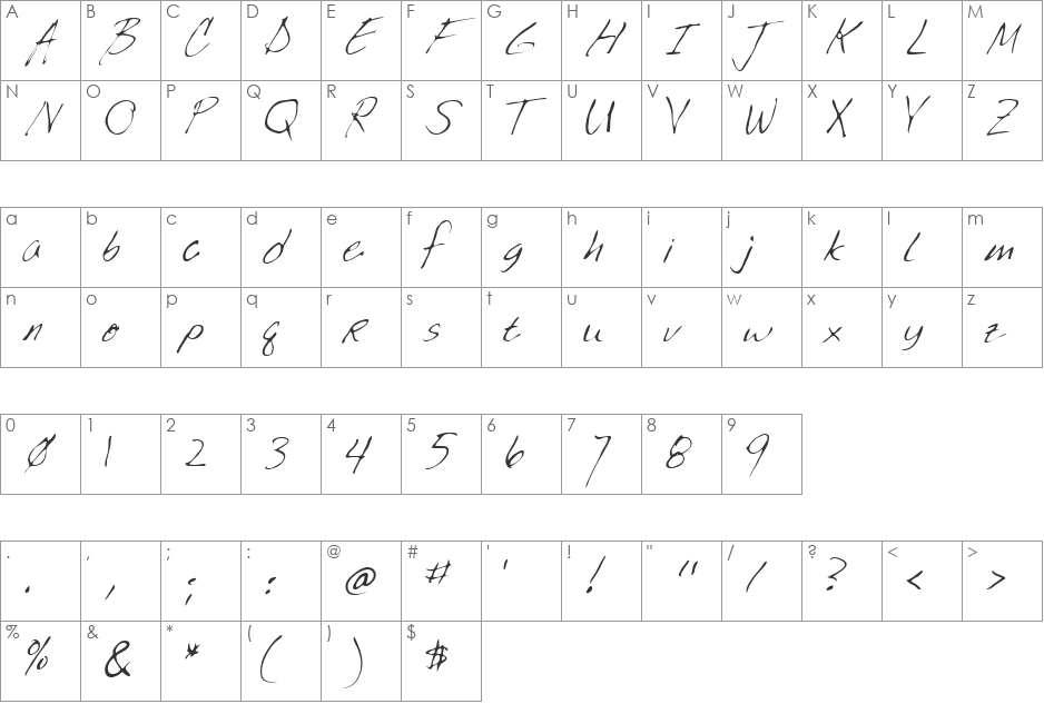 Lookout font character map preview
