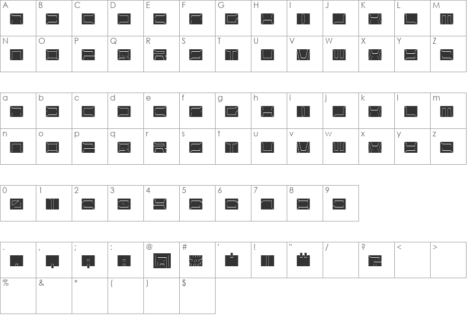 Loonaria font character map preview