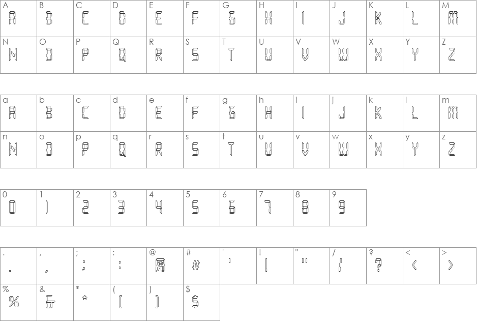 Loopy font character map preview