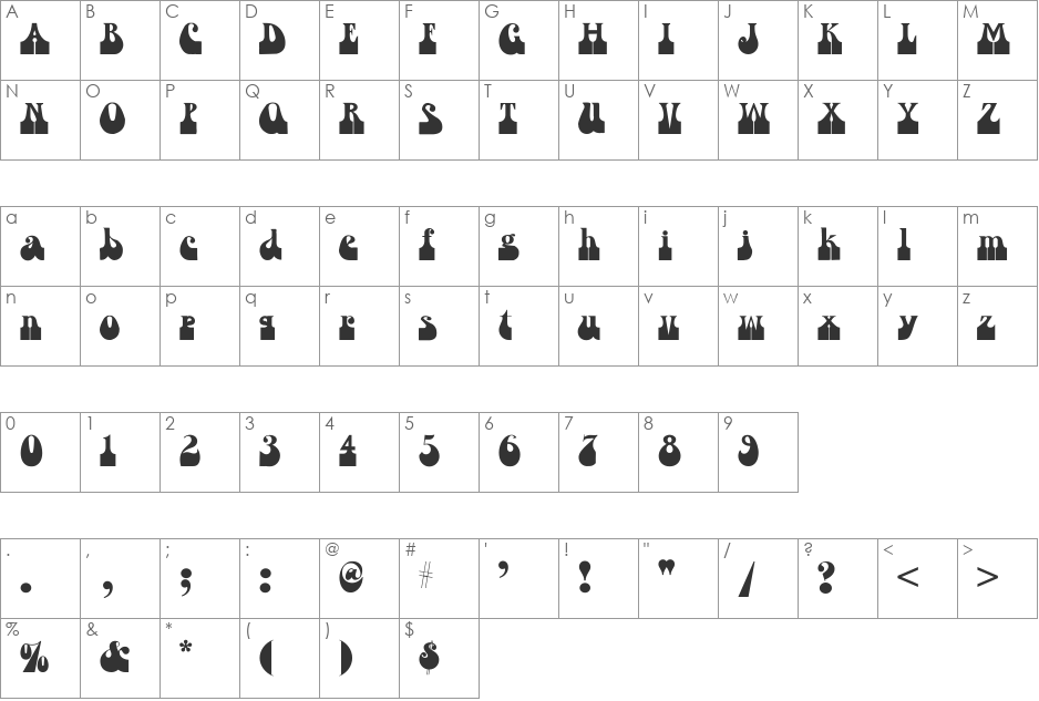 Loose Caboose NF font character map preview