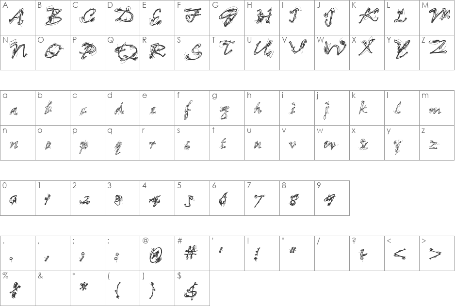 Loose Ends font character map preview