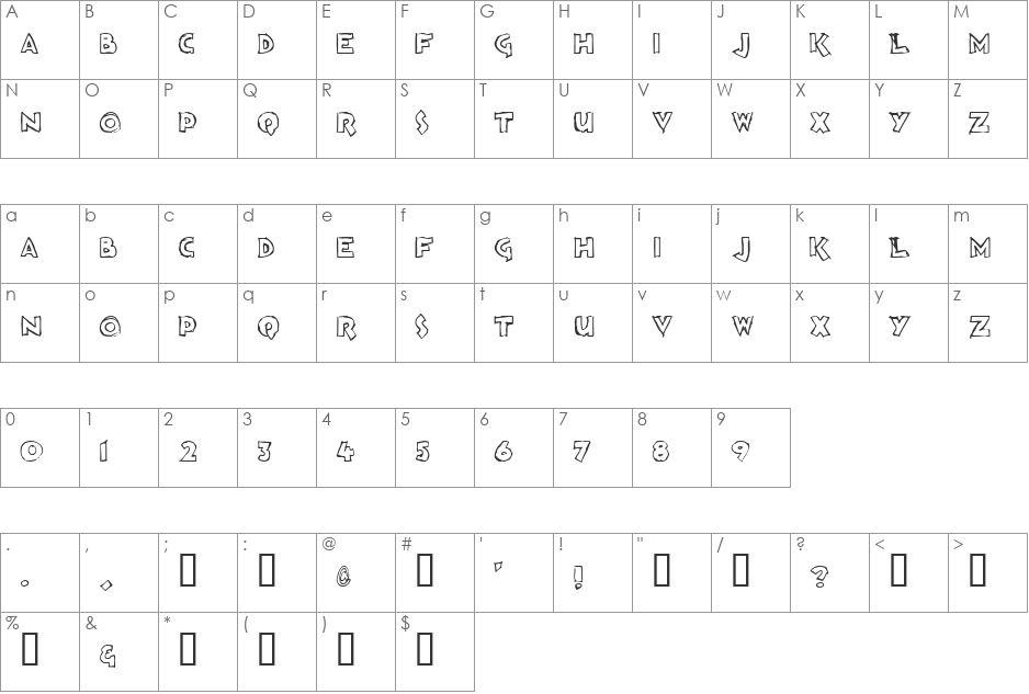 Loosh font character map preview