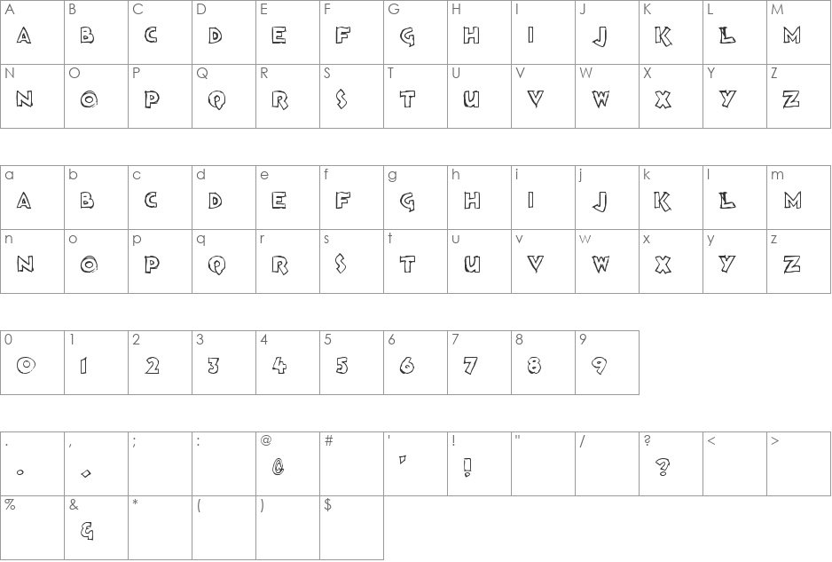 Loosh font character map preview