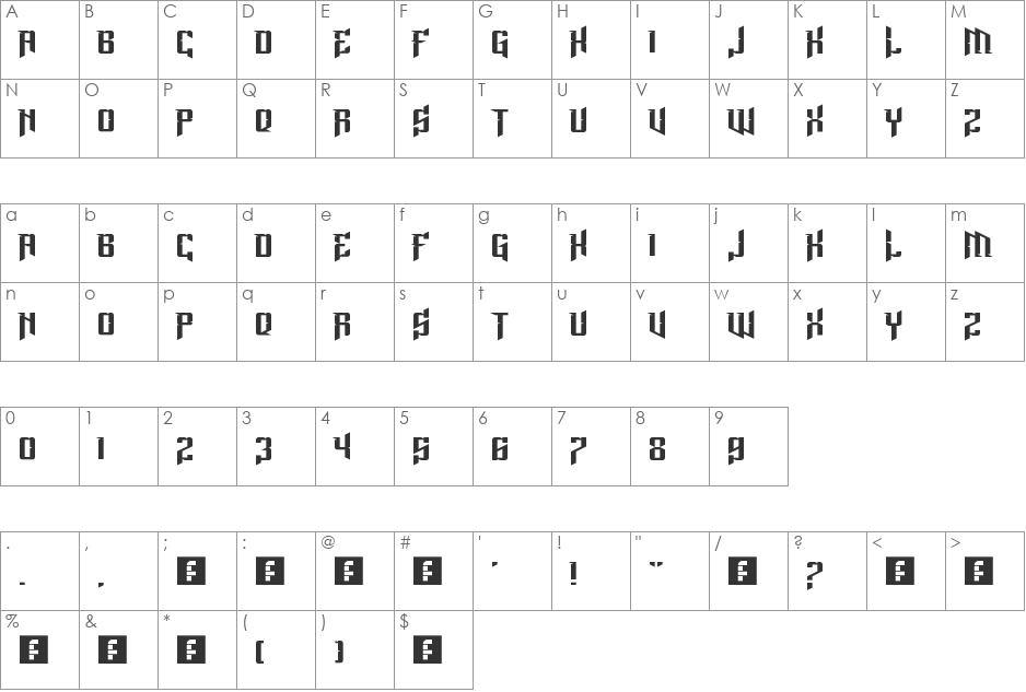 Lord Juusai Rises font character map preview