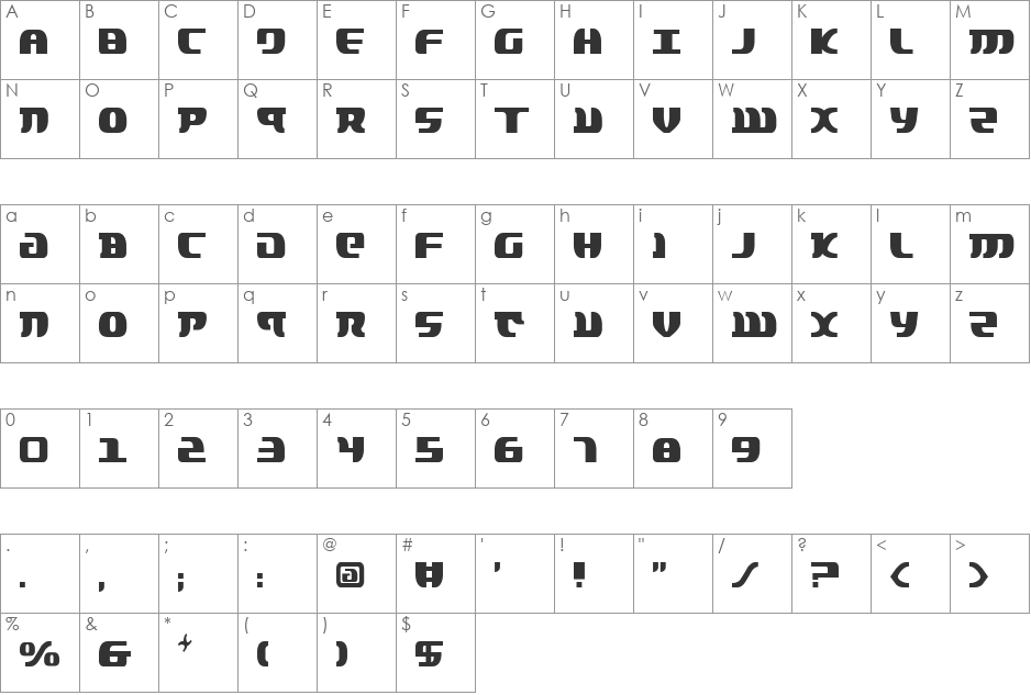 Lord of the Sith font character map preview