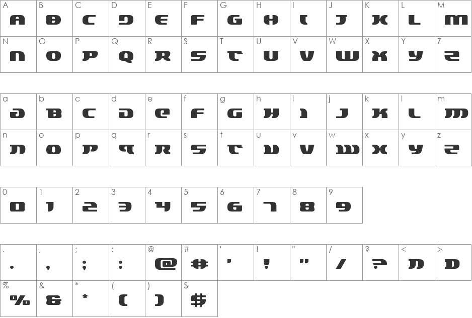 Lord of the Sith Semi-Italic font character map preview