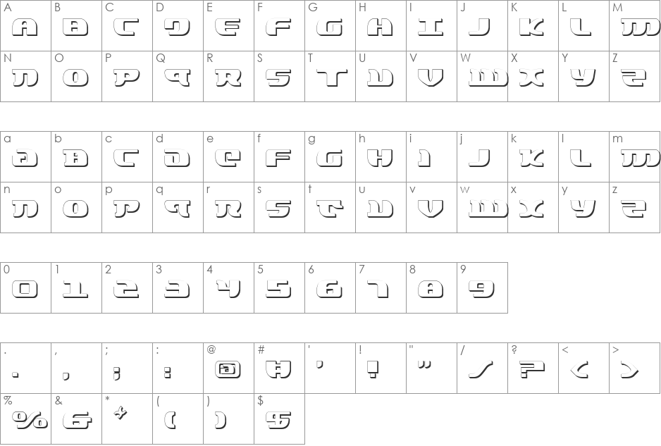 Lord of the Sith Shadow font character map preview