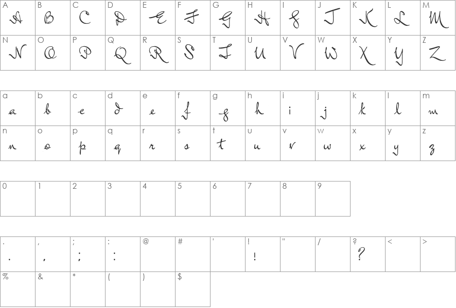 Lord Radcliff font character map preview