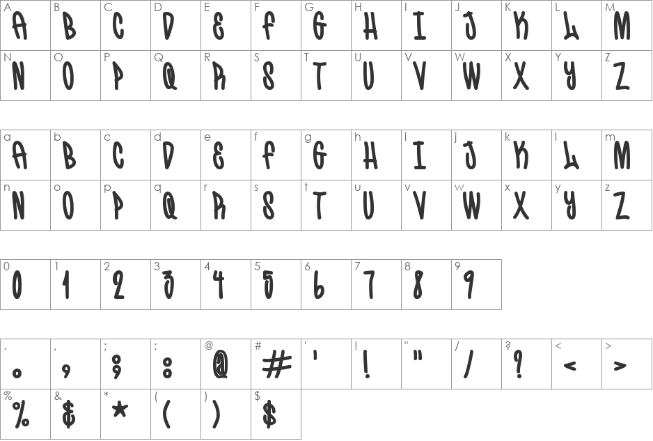 LoreLore font character map preview