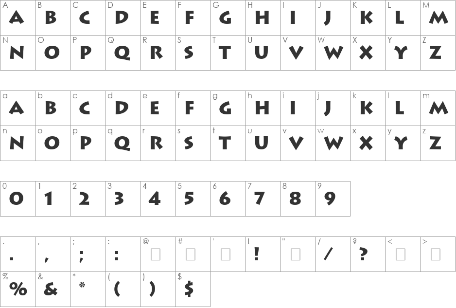 Austere Black SSi font character map preview