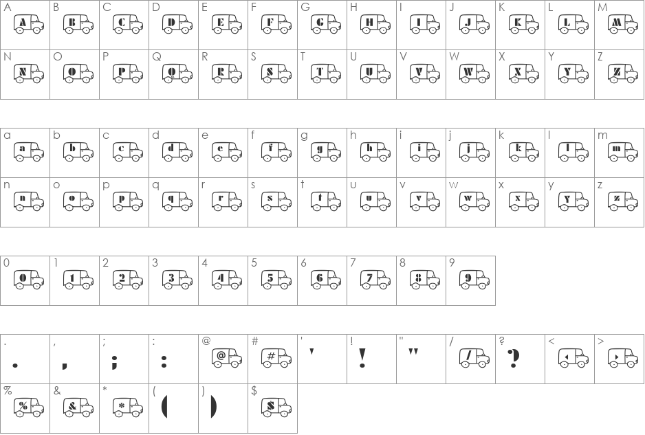 Lorry Becker font character map preview