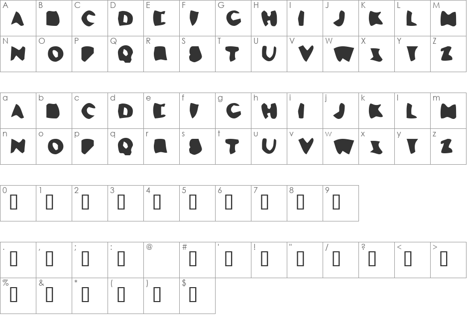 Los Del Queso font character map preview