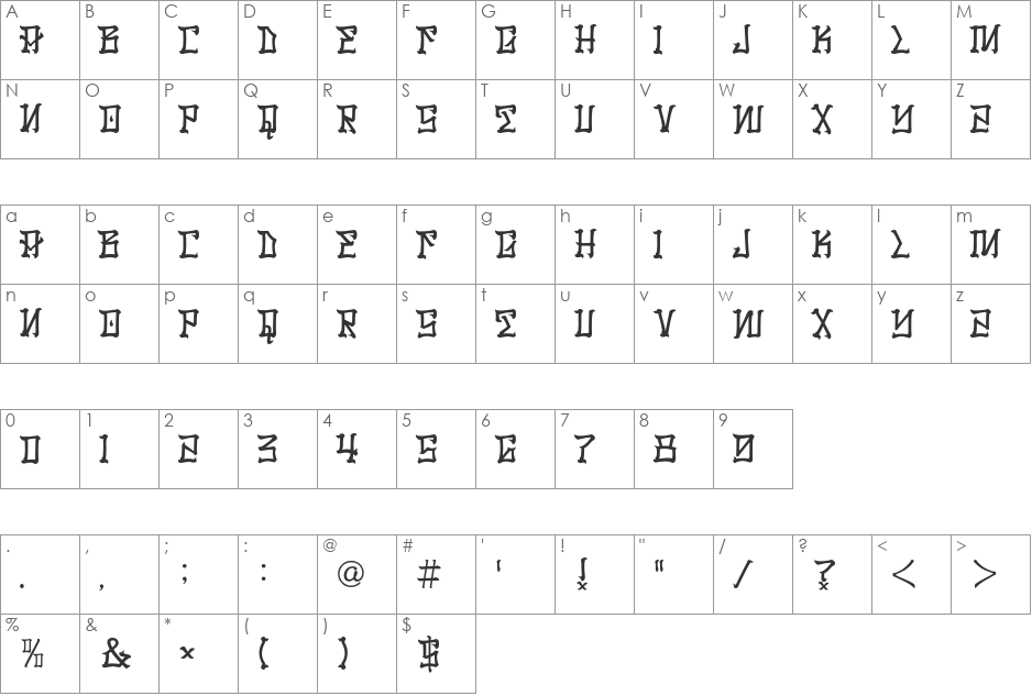 Los Santos font character map preview