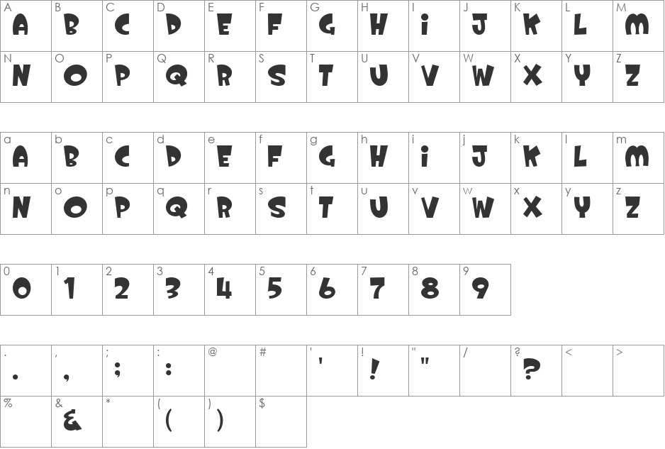 Losers font character map preview