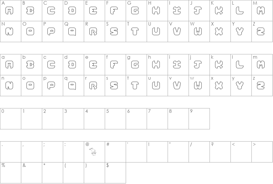 Lost Area font character map preview