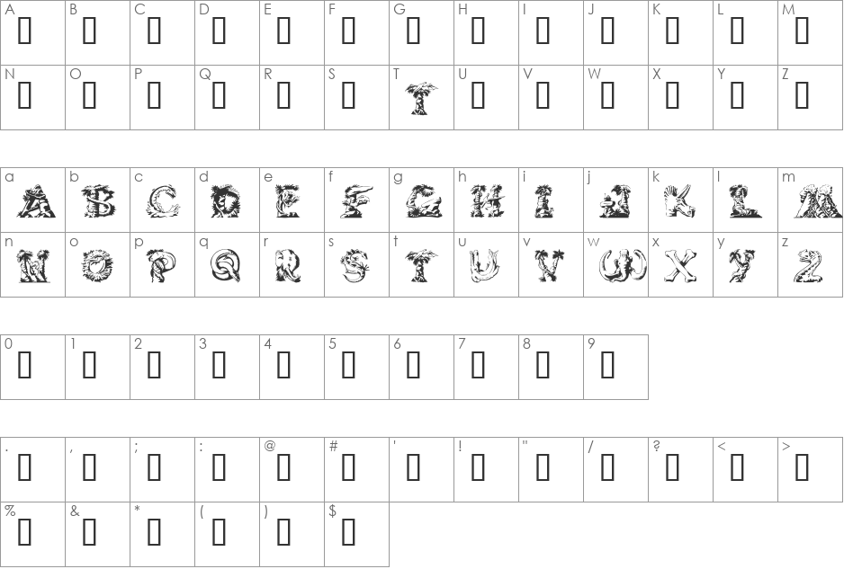 Lost World font character map preview