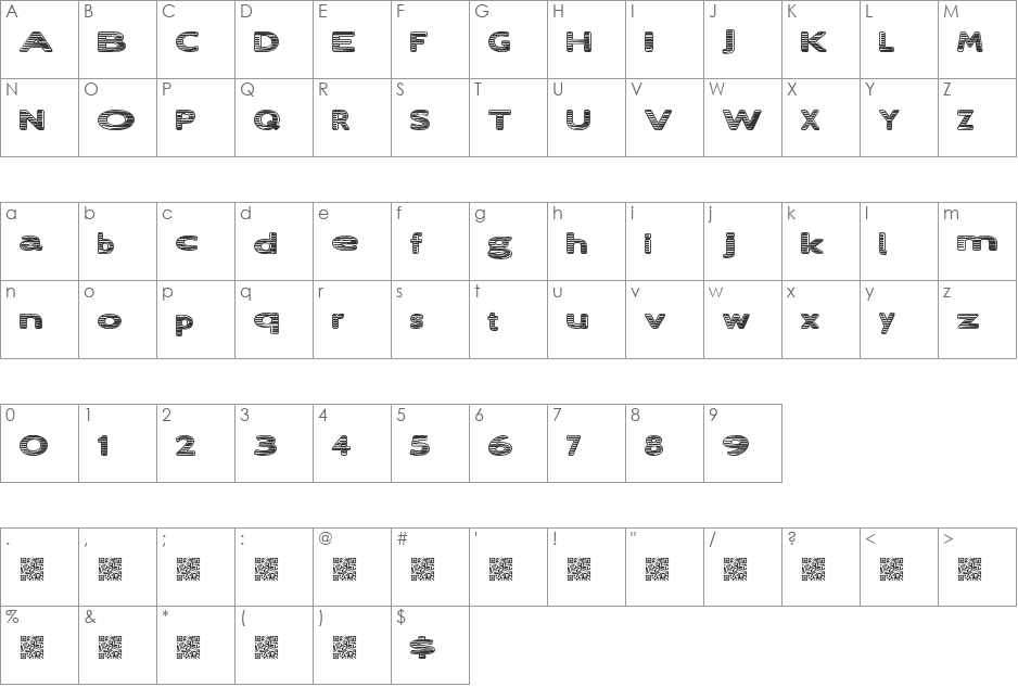 LostRay font character map preview