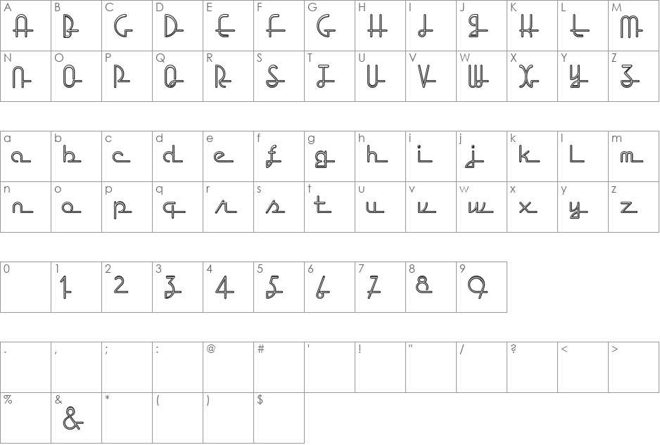 LostWages font character map preview