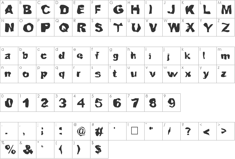 Lou font character map preview