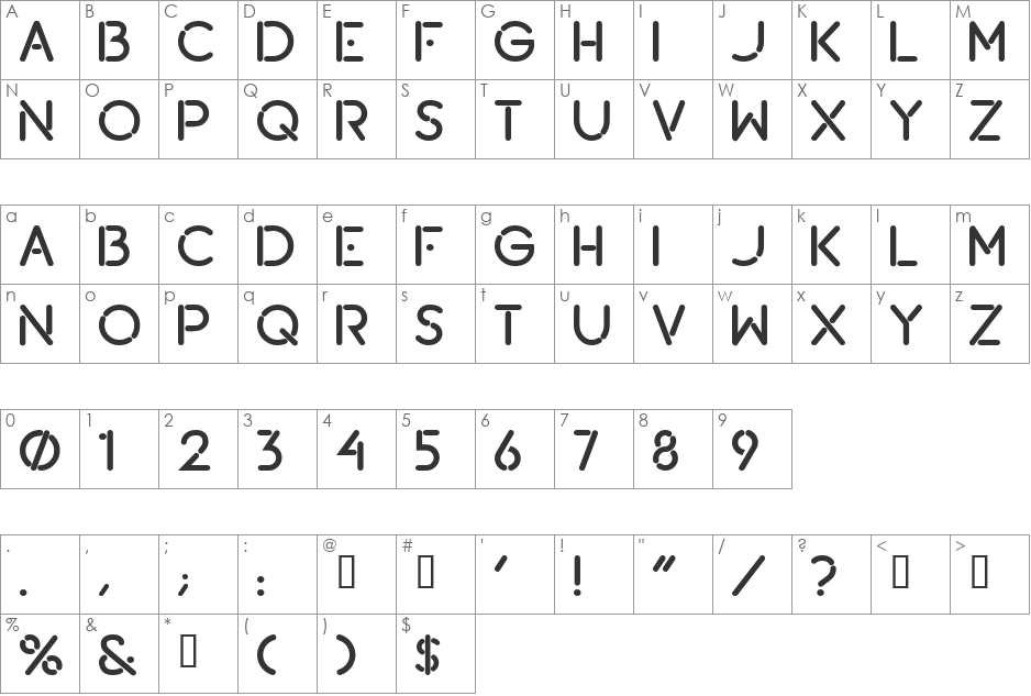 Lou Gramm font character map preview