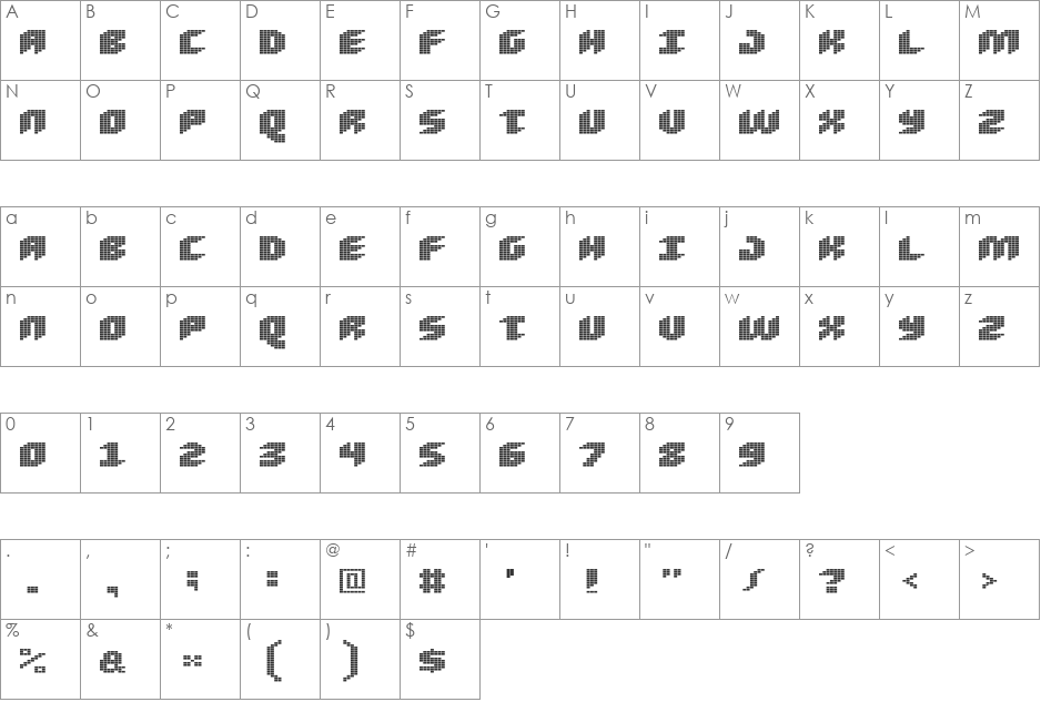 Loud noise Skew font character map preview