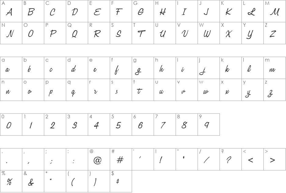 Louisiana font character map preview
