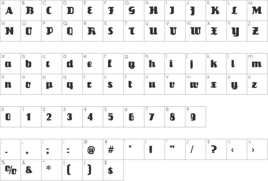 Louisianne Shadow font character map preview