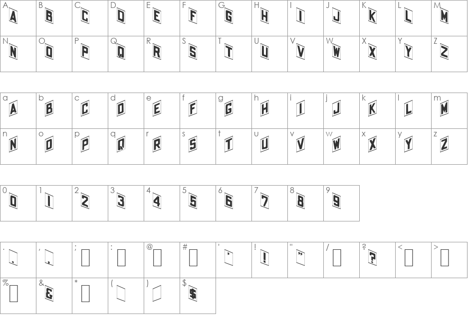 Love Gun 1 font character map preview