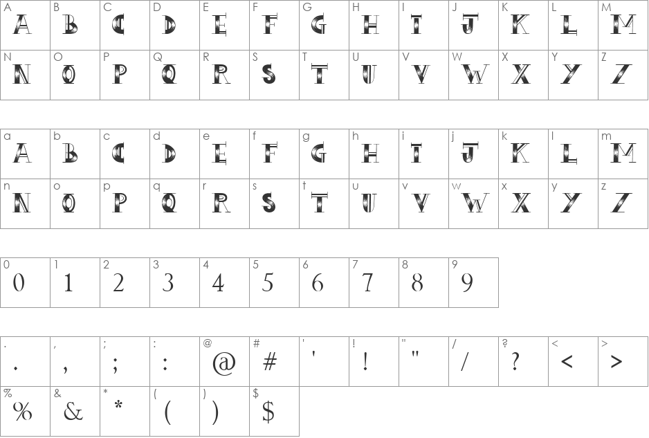 Love Hue font character map preview