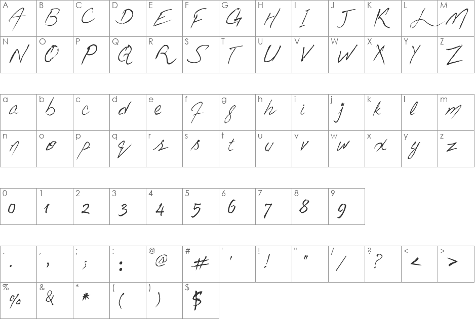 Love is Real Life font character map preview