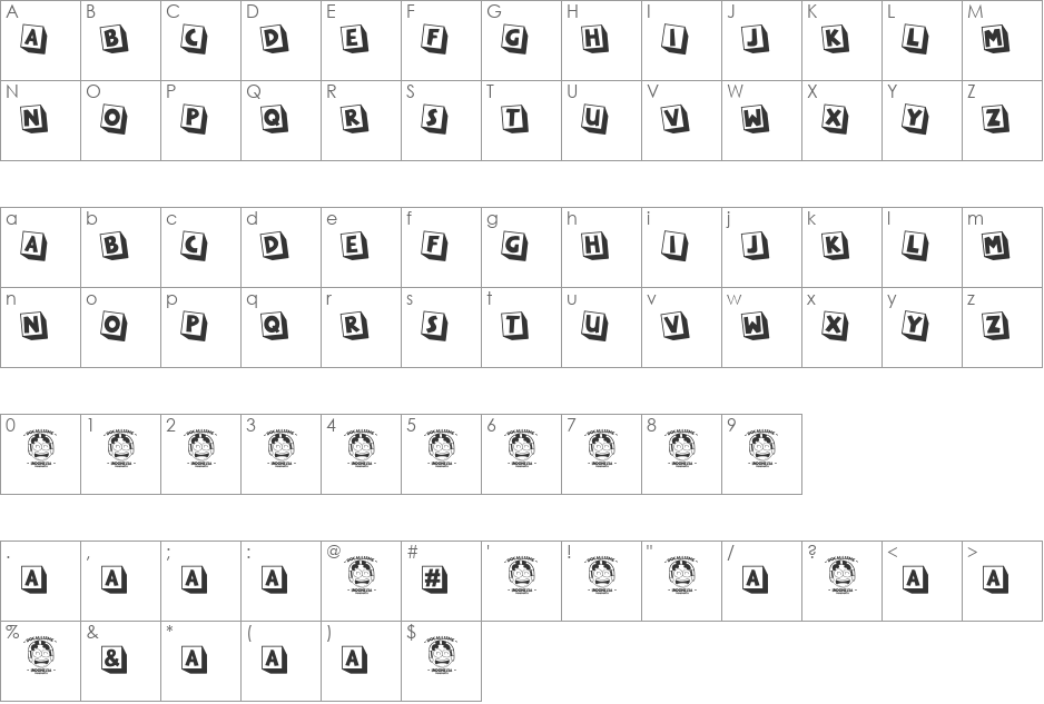 LOVE-YOU font character map preview