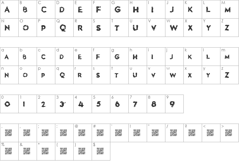 LoveBombs font character map preview